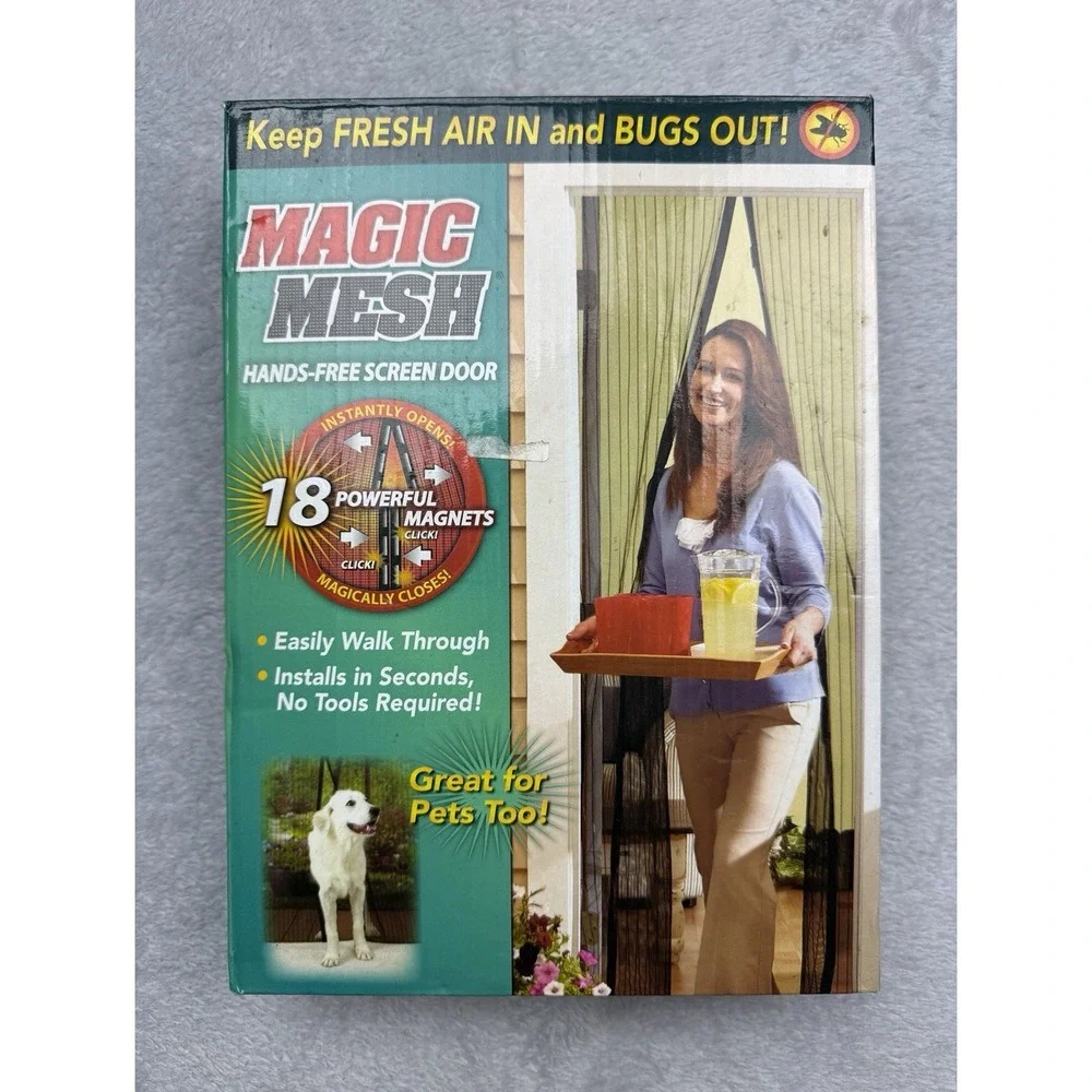 Magic Mesh Magnetic Hands-Free Mesh Screen Door, Black Matte, RV/Sliding/Single